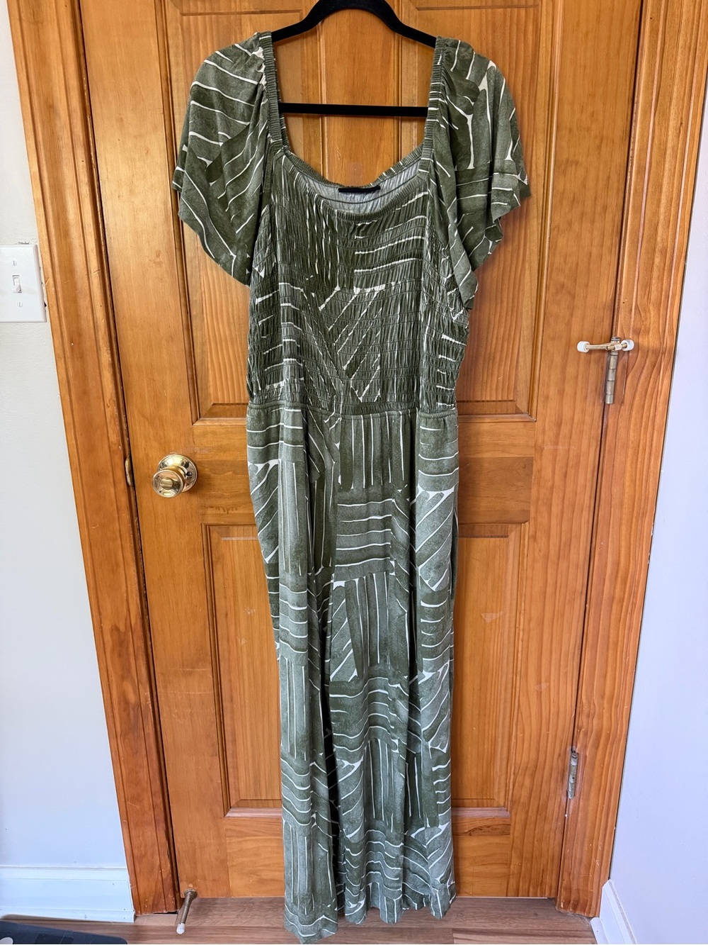 Lane Bryant Olive & White Patterned Maxi Dress